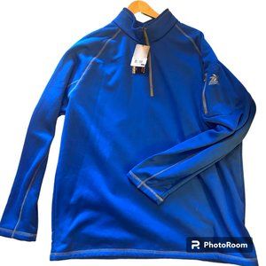 Zero X Posur NWT Men's Power Flex Active Fit Blue 1/4 Zip Fleece Pullover sz XXL